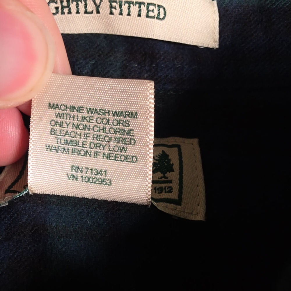 LL Bean Scotch Plaid Flannel Shirt Mens LT Tall Green Plaid Button Down Cozy - Picture 9 of 10